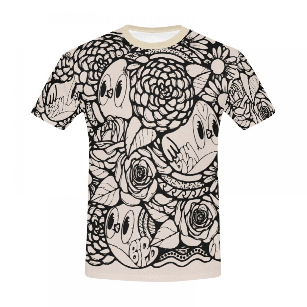 Herren Digitale Kunst-vogel-blume Kurzes T-shirt