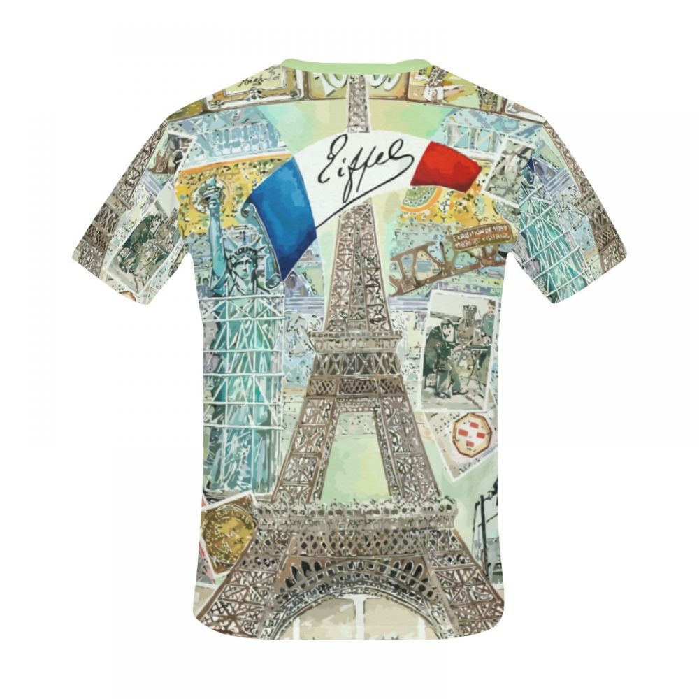 Herren Aquarellkunst Frankreich Eiffelturm Kurzes T-shirt