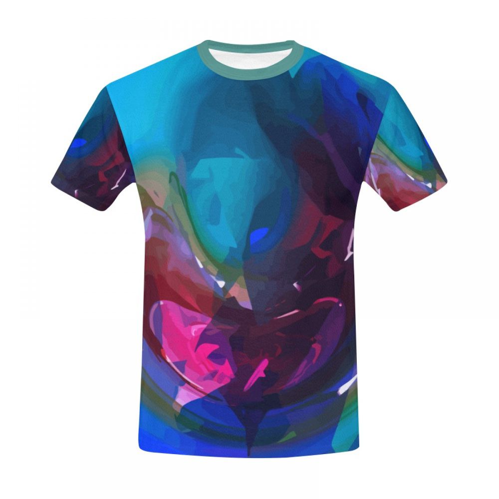 Herren Kunst Digitales Blaues Wort Kurzes T-shirt