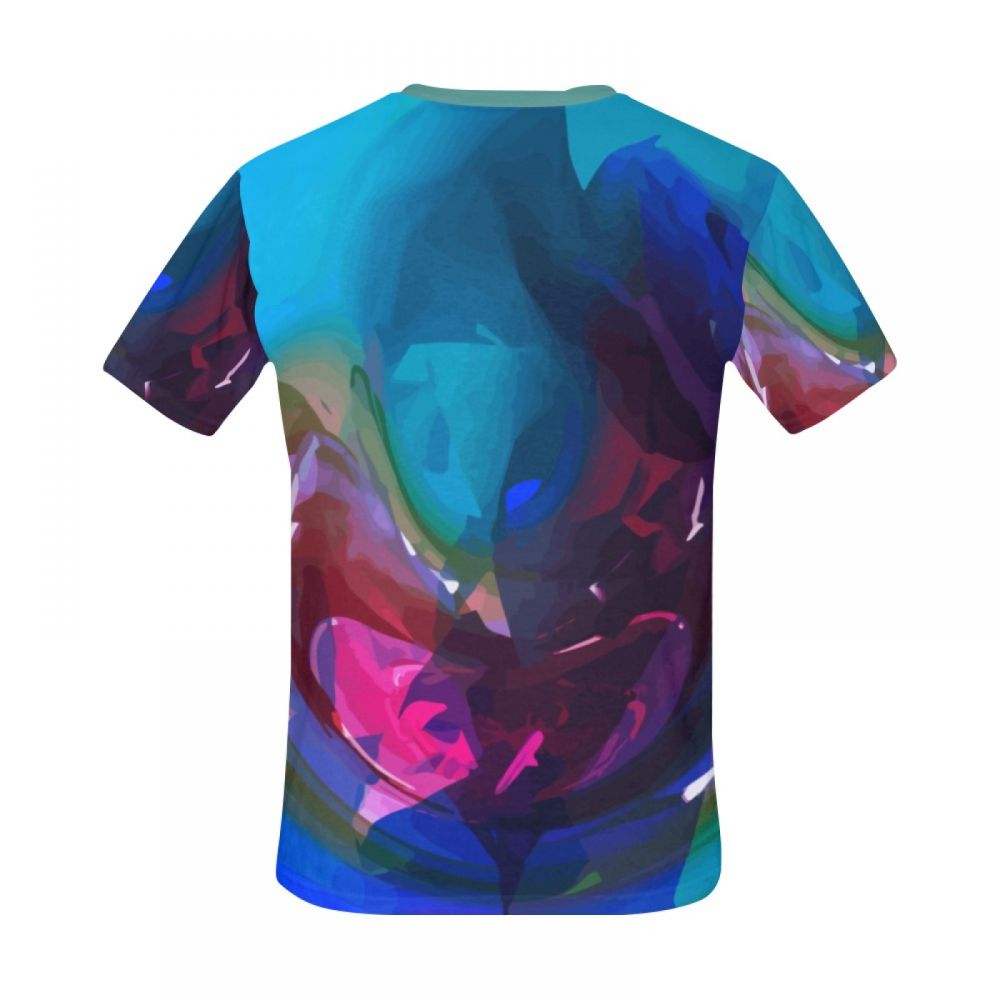 Herren Kunst Digitales Blaues Wort Kurzes T-shirt