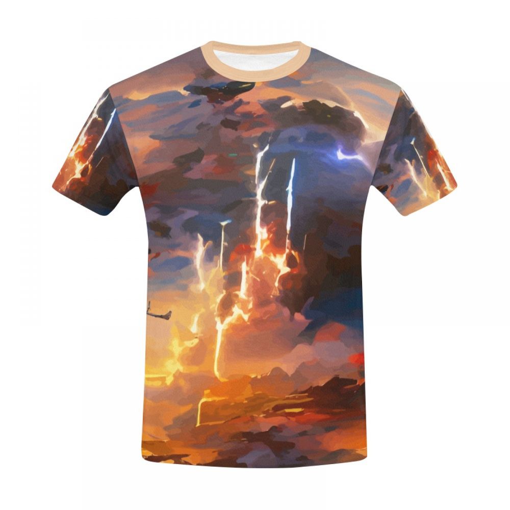 Herren Kunst-blitz Im Himmel Kurzes T-shirt