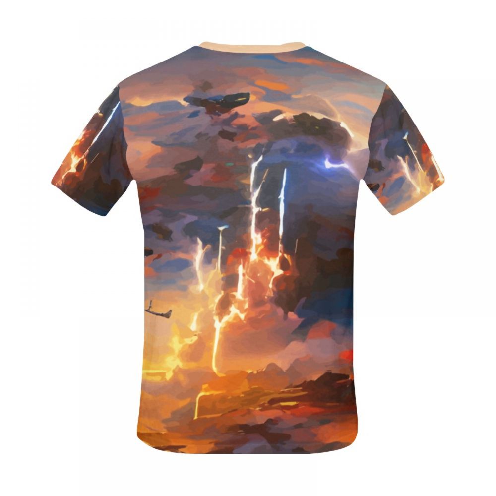 Herren Kunst-blitz Im Himmel Kurzes T-shirt