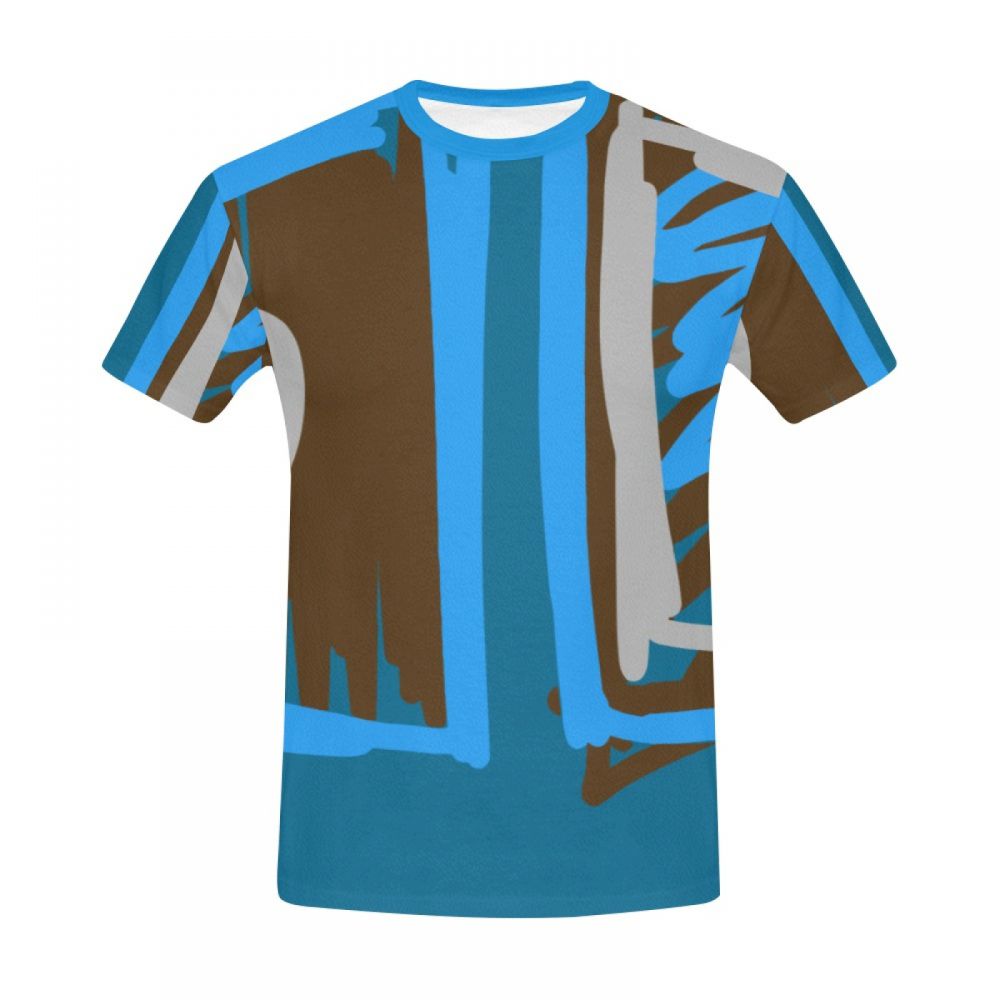 Herren Digitale Kunst Blau Kurzes T-shirt