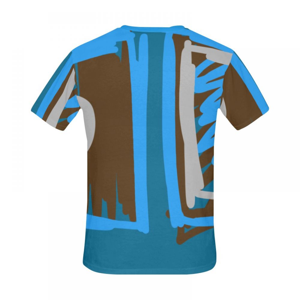 Herren Digitale Kunst Blau Kurzes T-shirt