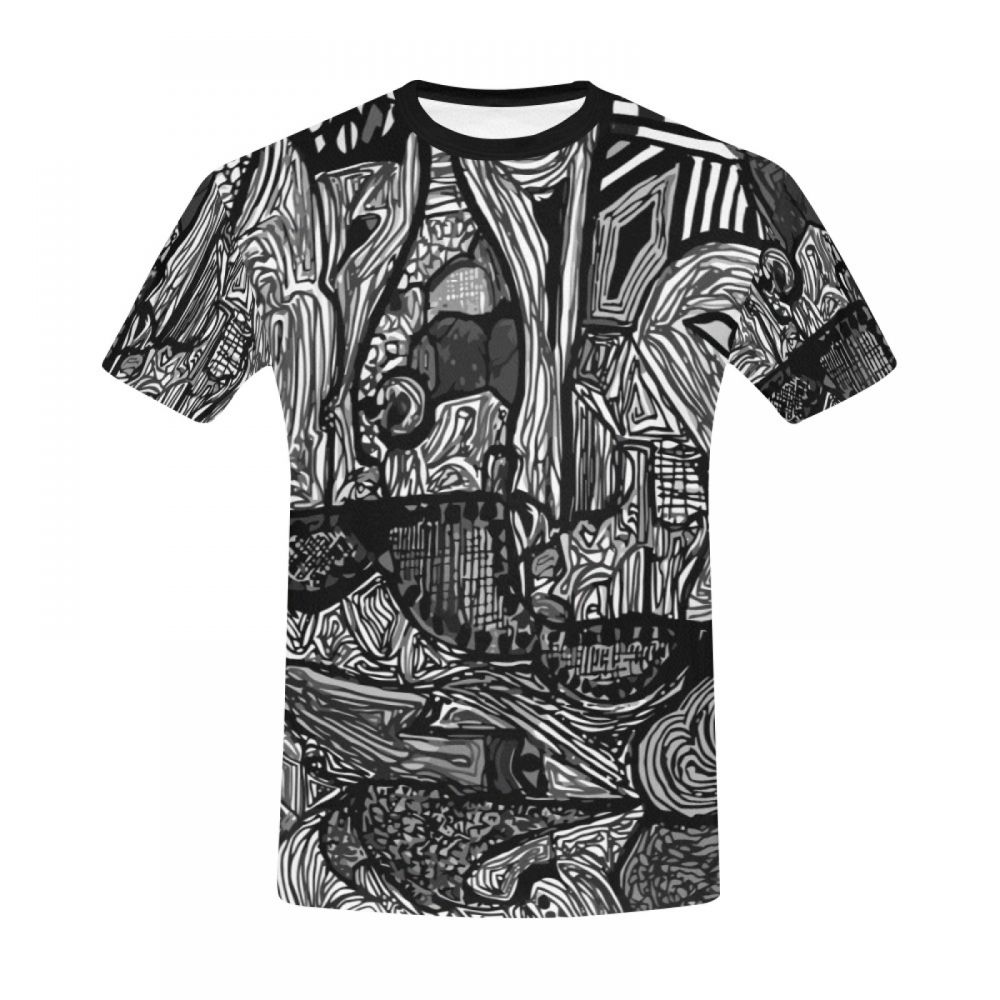 Herren Kunst Schwarz-weiß-welt Kurzes T-shirt