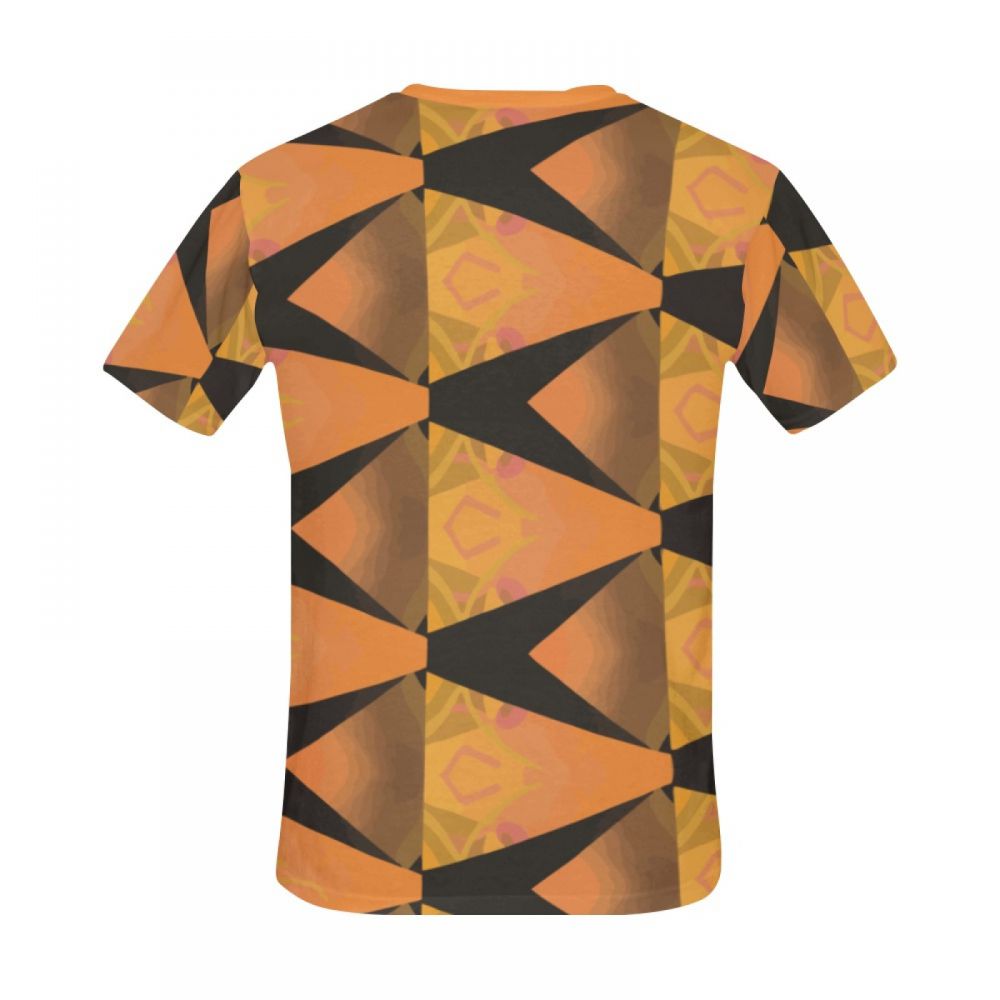 Herren Abstrakte Kunst-orange Kurzes T-shirt