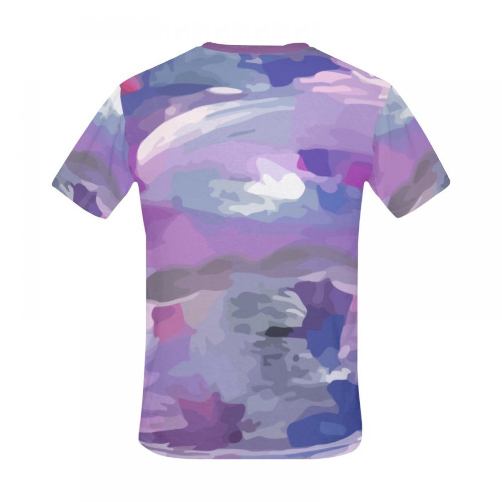 Herren Künstlerische Farbe Lila Graffiti Kurzes T-shirt