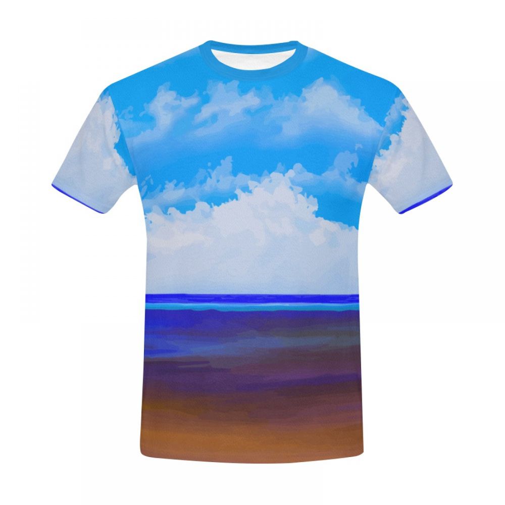 Herren Kunst Beach Blauer Himmel Kurzes T-shirt