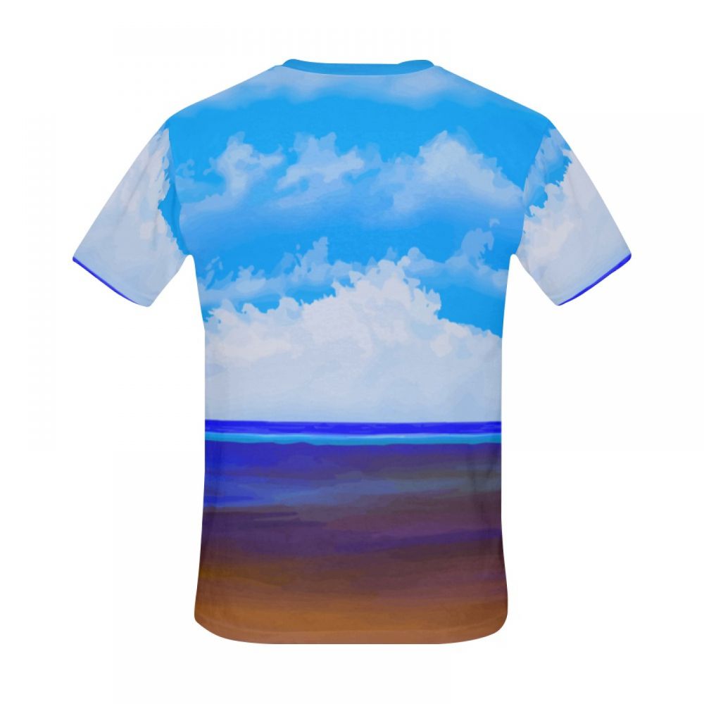 Herren Kunst Beach Blauer Himmel Kurzes T-shirt