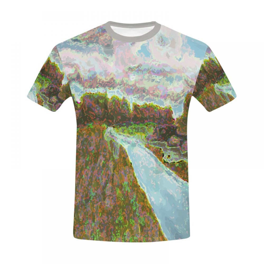 Herren Street-art-dorf-fluss Kurzes T-shirt