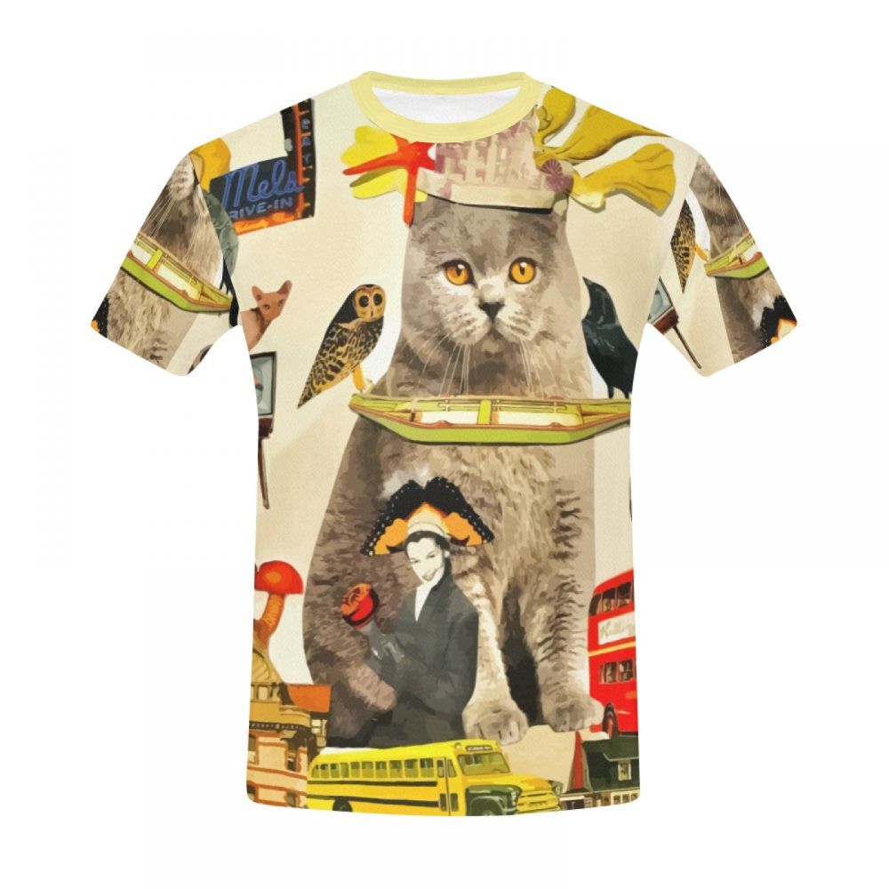 Herren Kunst Crazy Animals Katzenkönig Kurzes T-shirt