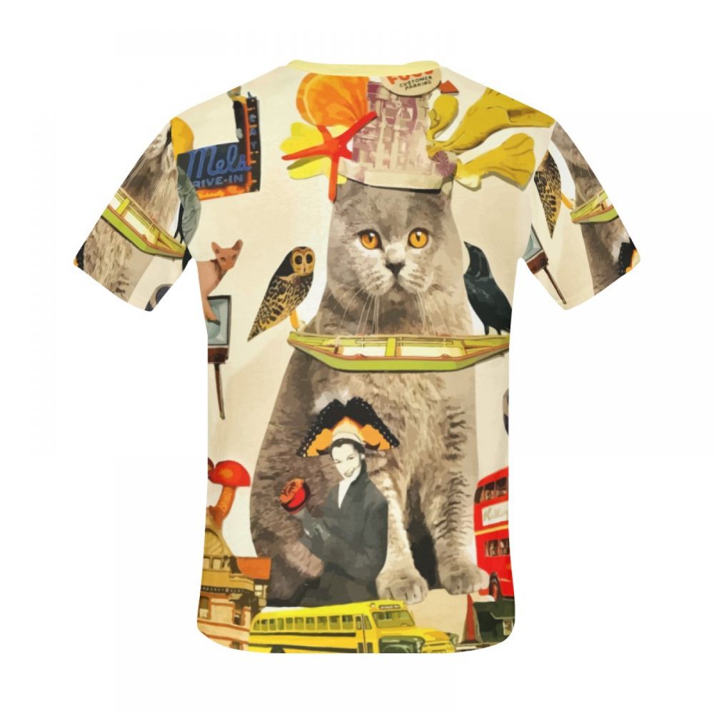 Herren Kunst Crazy Animals Katzenkönig Kurzes T-shirt