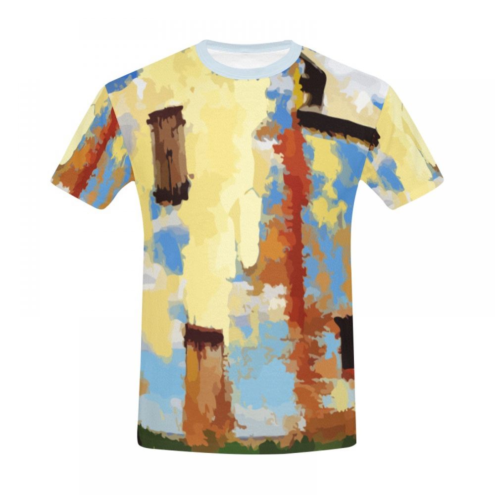 Herren Kunst Surreale Architektur Gelbe Graffiti Kurzes T-shirt