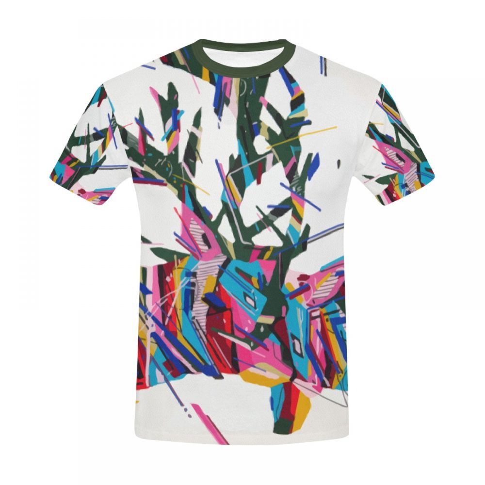 Herren Geometrische Tierkunst Cerfs Kurzes T-shirt