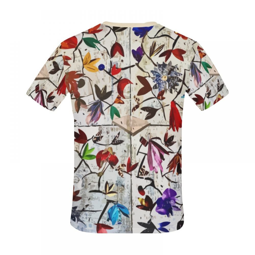 Herren Kunst-collage Bunte Blumen Kurzes T-shirt